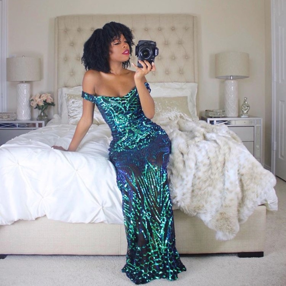 Sequins sweetheart off the shoulder mermaid maxi